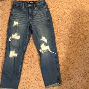 Hollister distressed high-rise mom jeans